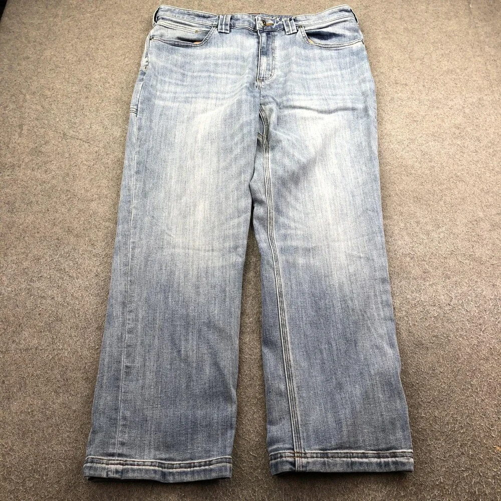 Duluth Jeans Mens 36x30 Blue Ballroom Double Flex Wash Relaxed Straight Denim